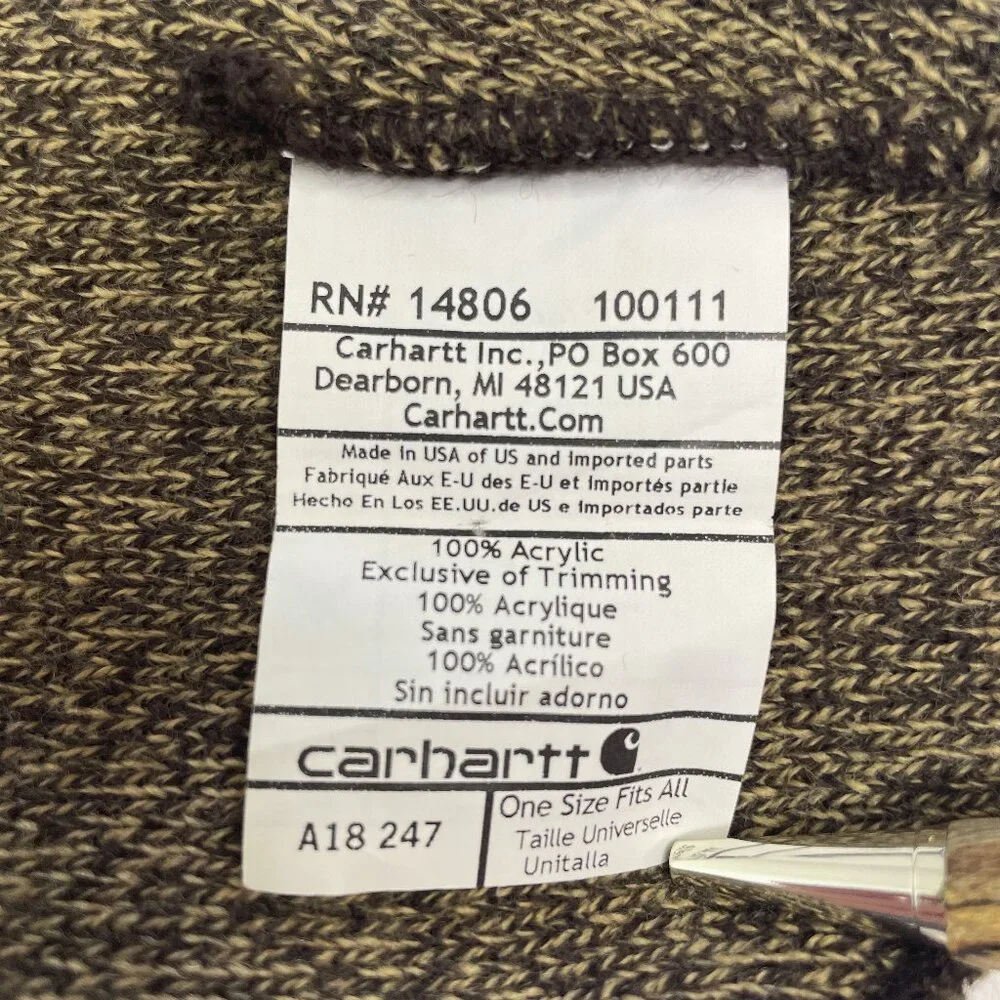 Carhartt A18 Beanie Acrylic Watch Hat Brown Knit Cuffed Cap Patch Logo One Size
